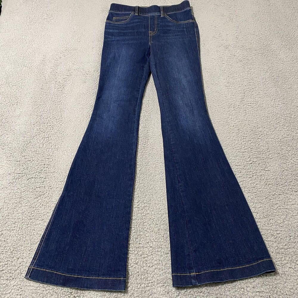 Spanx Flare Jeans Women XS Blue Indigo Trouser High Pull On Elastic Boho 20327R